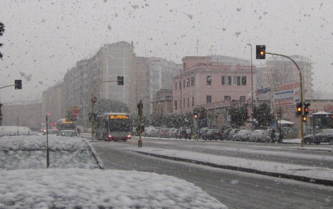 La nevicata a Roma il 03-02-2013, via Tiburtina