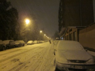 Neve a Roma notte 3-4 02 2012, quartiere tiburtino